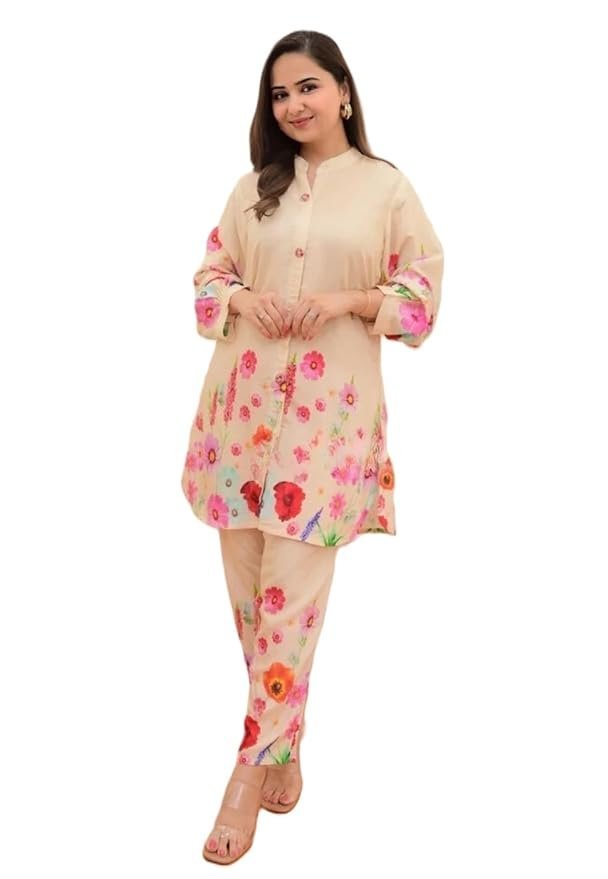 51a1yEzPBwL._SY879_.jpg Women's Rayon Co Ord Set | Co Ord Set for Women Stylish | Kurta Set for Women | Kurta Set | Ethnic Co Ord Set for Women | 3/4 Sleeve Women Co-ord set - Image 1